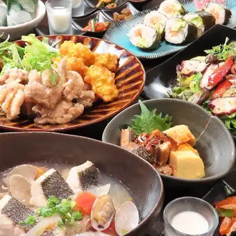 <Food only> Includes fragrant fried chicken thigh and corn, plus today's dessert and other items (7 dishes in total) → 3000 yen (tax included)