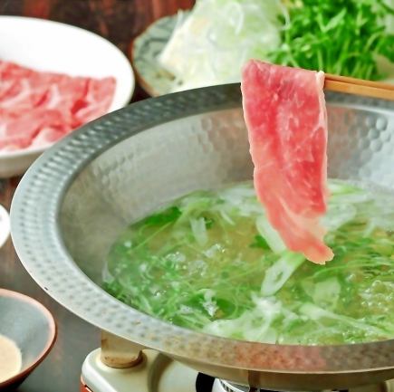 [歓送迎会][各宴会］[2h飲み放題付き]［要予約］ 沖縄ブランド豚肉！アグー豚しゃぶしゃぶコース