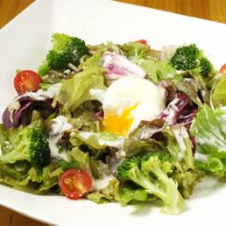 Caesar salad with soft-boiled egg