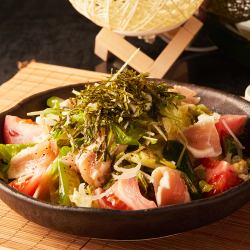 Colorful fresh fish seafood salad