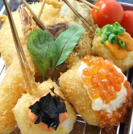人氣最高的可以輕鬆享用炸串的套餐：4,000日圓→3,500日圓（含稅）