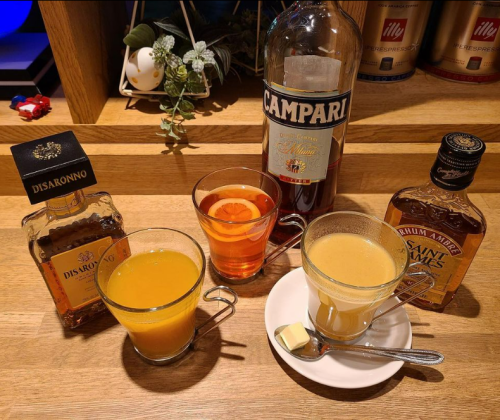 Limited Time Offer: [1] Hot Italian / [2] Hot Campari / [3] Hot Buttered Rum