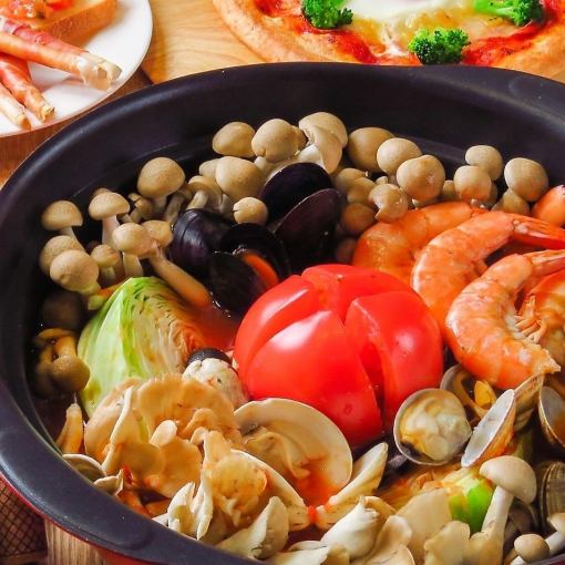 隠れ家的なお店でお洒落女子会［Buono(ヴォーノ)コース］海鮮トマト鍋等9品2H飲放付5000円(税込)