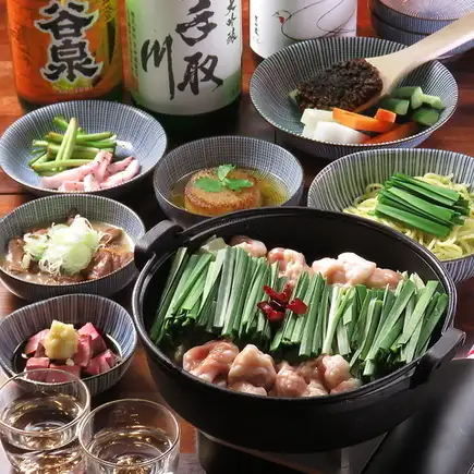 【地酒も飲み放題】国産牛もつ×黒毛和牛すき焼き　6500円