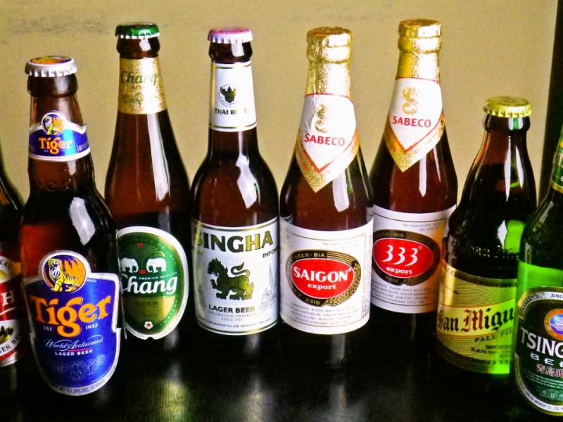 동남아시아 각국의 맥주를 맛볼 수 있습니다.피릿과 펀치가 효과가 있는 요리에는 역시 맥주가 맞네요.
