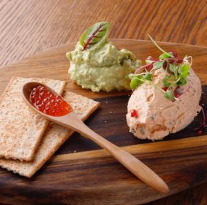 Salmon roe and salmon rillettes