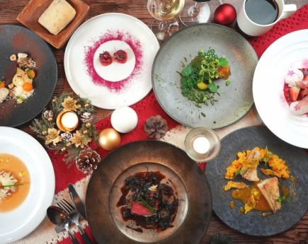 【X'mas 디너(제2부 19:30~21:30)】건배 샴페인 첨부 ☆ 요네자와 쇠고기 우치모모 & 달콤한 도미 등 호화 디너