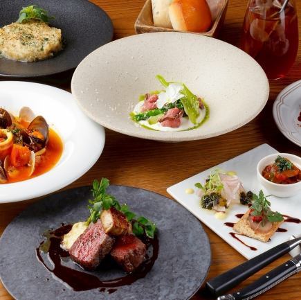 接待・女子会・デート【BATONビストロディナーコース】メイン米沢牛(100g)グリルで贅沢に♪