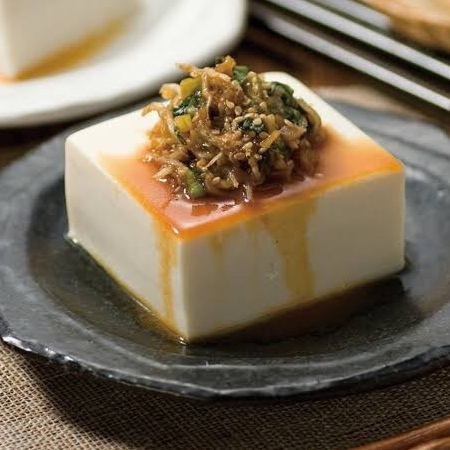 Green onion miso cold tofu