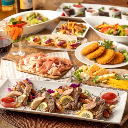 ＜ラグジュアリーコース＞全10品 2時間飲み放題＆投げ放題付　6600円⇒6000円(税込)