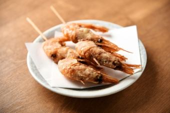 One sweet shrimp fried skewer from Hyogo Prefecture