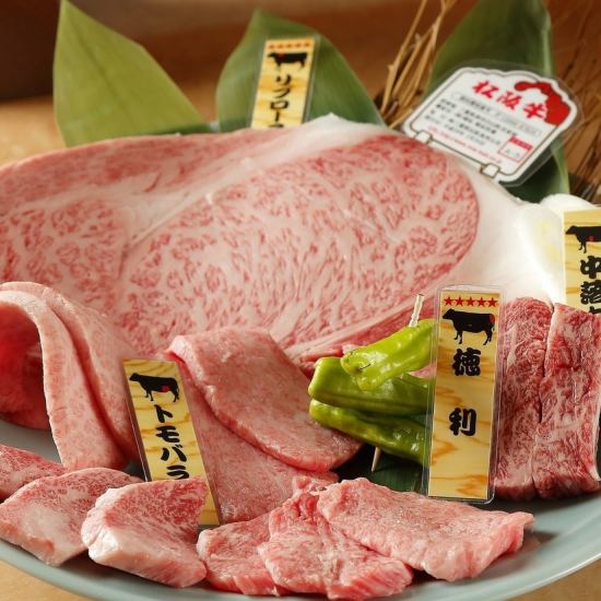 種類豐富的拼盤和套餐，可以盡情享受松阪牛！