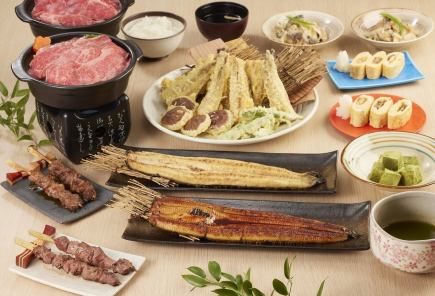 ≪7,500日圓(含稅)≫ 風神雷神套餐 ★ 2小時暢飲生啤酒 ~ 15道鰻魚和和牛料理 ~