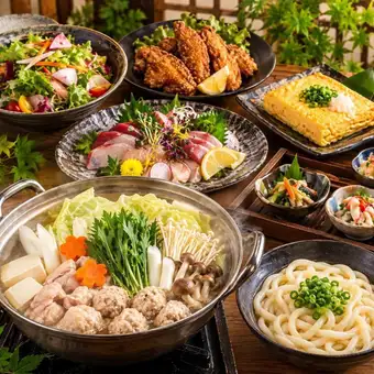 【満喫コース】肉団子の塩ちゃんこ鍋など全7品 2時間飲み放題付き 4,000円