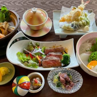 Open day and night◎If you can't decide, try this♪ [Shunsai Kocho Kaiseki] 7 dishes with beef steak as the main course + 2 hours of all-you-can-drink for 7,000 yen (tax included)