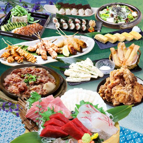 満月コース！お造り三種盛り・牛バラ焼き等10品・2H飲放付