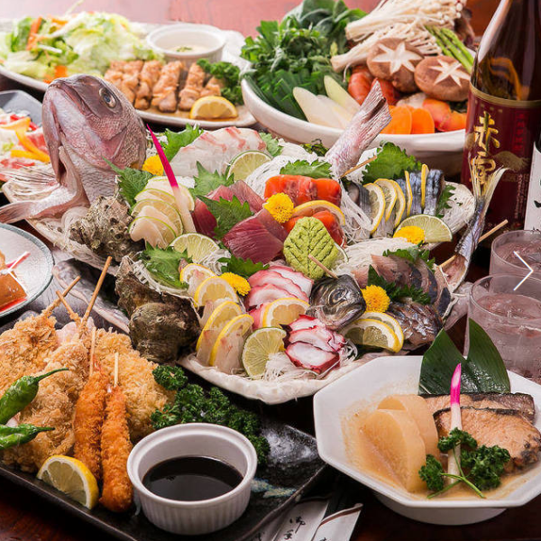 《3H飲み放題＋お食事全10品5500円》新鮮な海鮮食材・国産牛など贅沢に使用した郷土料理・和食料理がズラリ