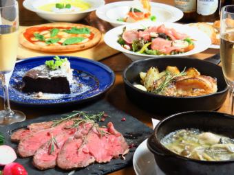 【白色模式CAFE女性协会套餐】牡蛎ahijo和披萨选择等所有8项⇒2980日元(含税)