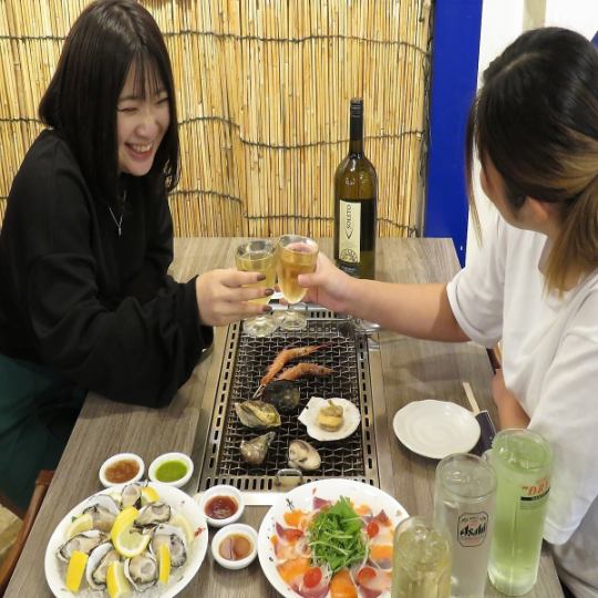【女士限定】彩色牡蠣、生牛肉片、自選烤牡蠣等超值♪全6品2,500日元