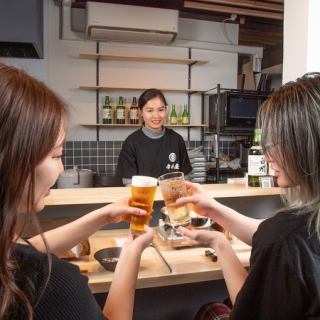 デートでのご利用にもおすすめ♪観光でたくさん歩いたら、当店のカウンターで一杯いかがでしょうか？