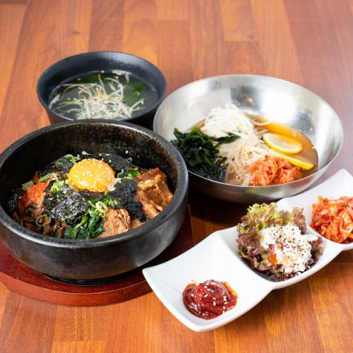 ☆ Starts from August 12, 2023 ☆ Beef short rib stone-grilled bibimbap + mini cold noodle set