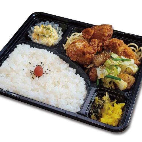 Fried Chicken & Pork with Leeks Bento