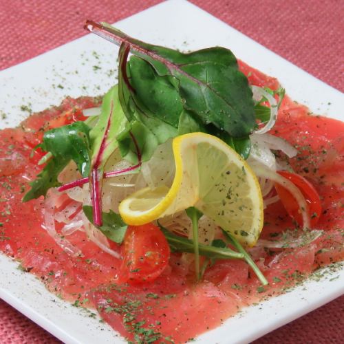 Fresh tuna carpaccio from Nachikatsuura