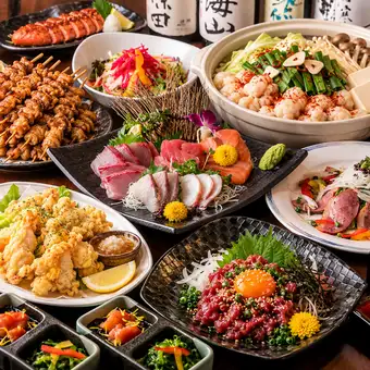 幹事様におすすめ!生付き3H飲み放題 刺身盛×桜ユッケ×選べる鍋『贅沢コース』全10品5,000円