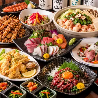 幹事様におすすめ!生付き3H飲み放題 刺身盛×桜ユッケ×選べる鍋『贅沢コース』全10品5,000円