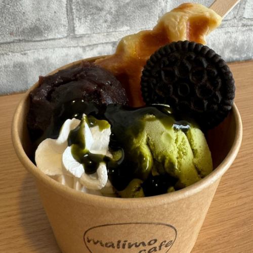 クロッフル　抹茶 あんこ