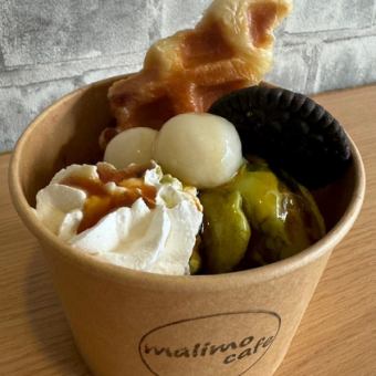 クロッフル　抹茶 白玉