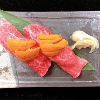 Sea urchin beef sushi