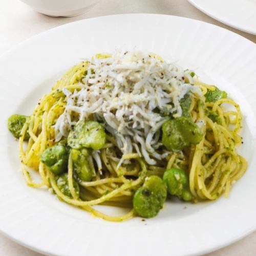 しらすとそら豆のジェノベーゼパスタ