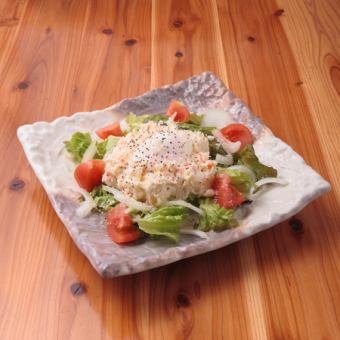 Smoked potato salad with smoked daikon radish