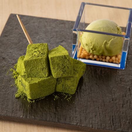 Matcha Warabimochi and Matcha Ice Cream