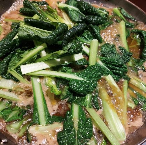 仙台雪菜と豚肉のオイル鍋