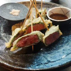 Rare Sendai beef tempura