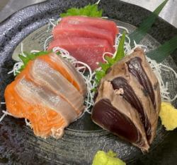 近海産　鮮魚の刺身3点盛り