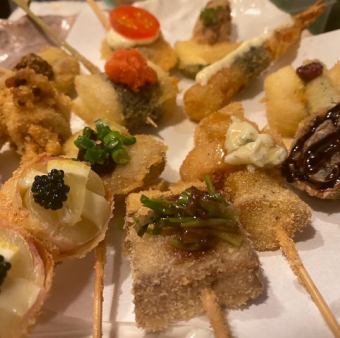 【穂卓の串揚げ10本コース】穂卓自慢の串揚げ10本、デザート付★全6品3800円