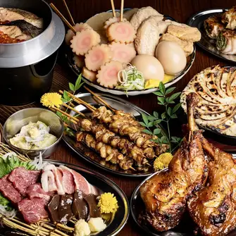 【2時間飲み放題付き】名物神串、鉄鍋餃子やおでんなど含む屋台村なんしょっと？コース<全7品>3,500円(込)