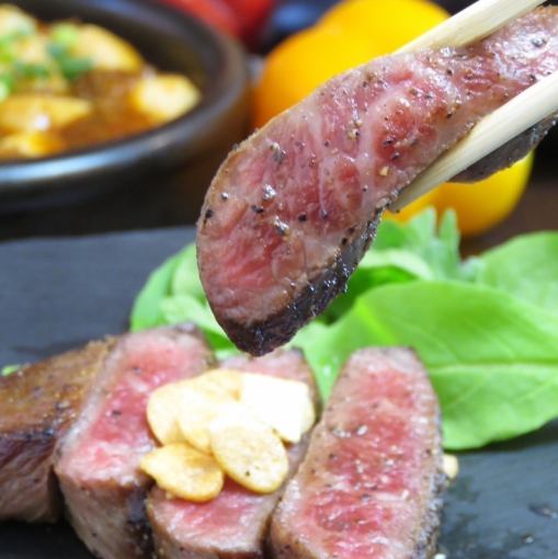 【新年、忘年会牛排中华料理（共9道菜）】附3小时无限畅饮（3人以上）6,000日元（含税）