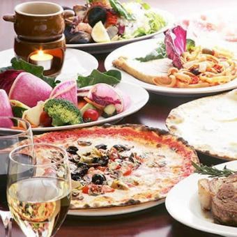 【尽情享受☆】豪华肉类主菜、意大利面选择、披萨和dolce选择☆共12种