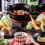 [Available on the day!] A great value course featuring tempura and rice cooked in an earthenware pot.