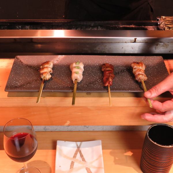 Our popular ☆ Kyushu local chicken selection course where you can enjoy our specialties such as local chicken from all over Kyushu and vegetable skewers all at once.
