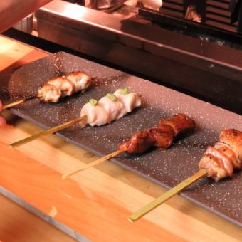 Kyushu free-range chicken selection course + all-you-can-drink《Enjoy the next-grade free-range chicken skewers to your heart''