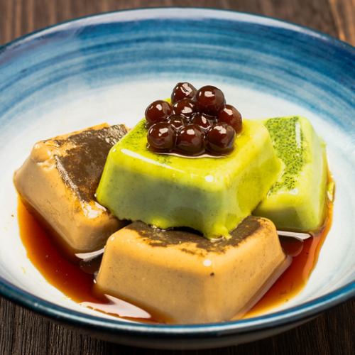 Matcha and Hojicha Two-Color Tofu Pudding