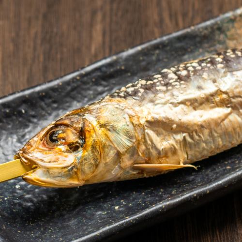 Raw sardine skewers