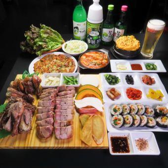 [Tonuga Meat All-You-Can Course] Enjoy 3 types of grilled meat and Korean cuisine! BBQ course with 2 hours of all-you-can-drink, 17 dishes, 4,980 yen