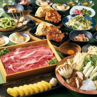 [New Year's Party] "Hana" Japanese Black Beef Sukiyaki Course (12 dishes total) with "Dassai" for 10 or more people, 6,000 yen