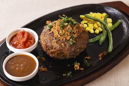 Our special hand-made hamburger steak, featured in a TV commercial, is extremely popular!